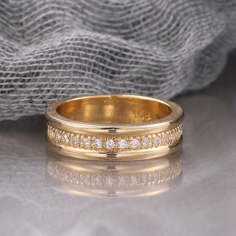 Women's Wide Band Ring with CZ Retro Style Jewelry