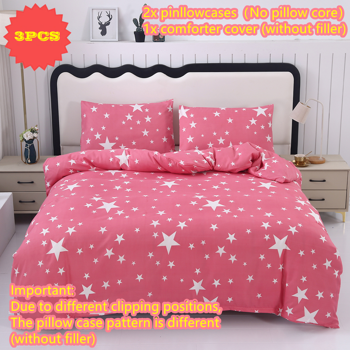 Image of 3pcs Starry Sky Geometric Print Duvet Cover Pillowcase Set, Suitable For Home Bedroom, Hotel (one Duvet Cover, A Pair Of Pillowcases, No Filling)