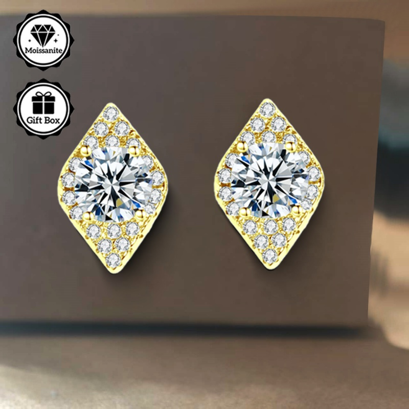 Minimalist Eye-Shaped Moissanite Stud Earrings Set