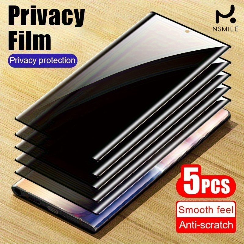E-shop 5 Stück Anti-Peep Gebogene Kantenglasfolie, Vollständige Abdeckung, Anti-Spionage, Geeignet für Samsung Galaxy S21 S21+ S22 S22+ S22U S23 S23+