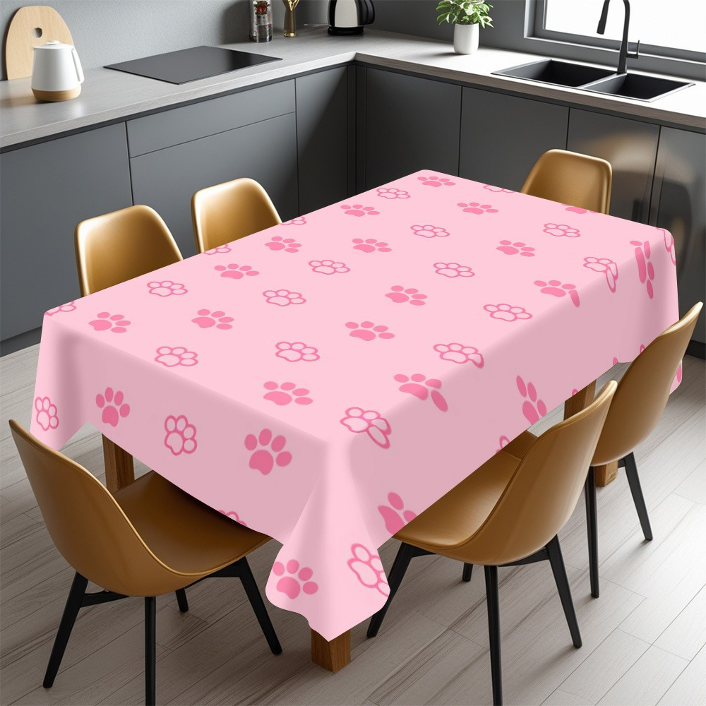 TEMU 1pc Cute Paw Print Tablecloth Pattern Home Decor Tablecloth For Family, Kitchen, Restaurant, Party, Holiday Camping, Indoor/outdoor Use