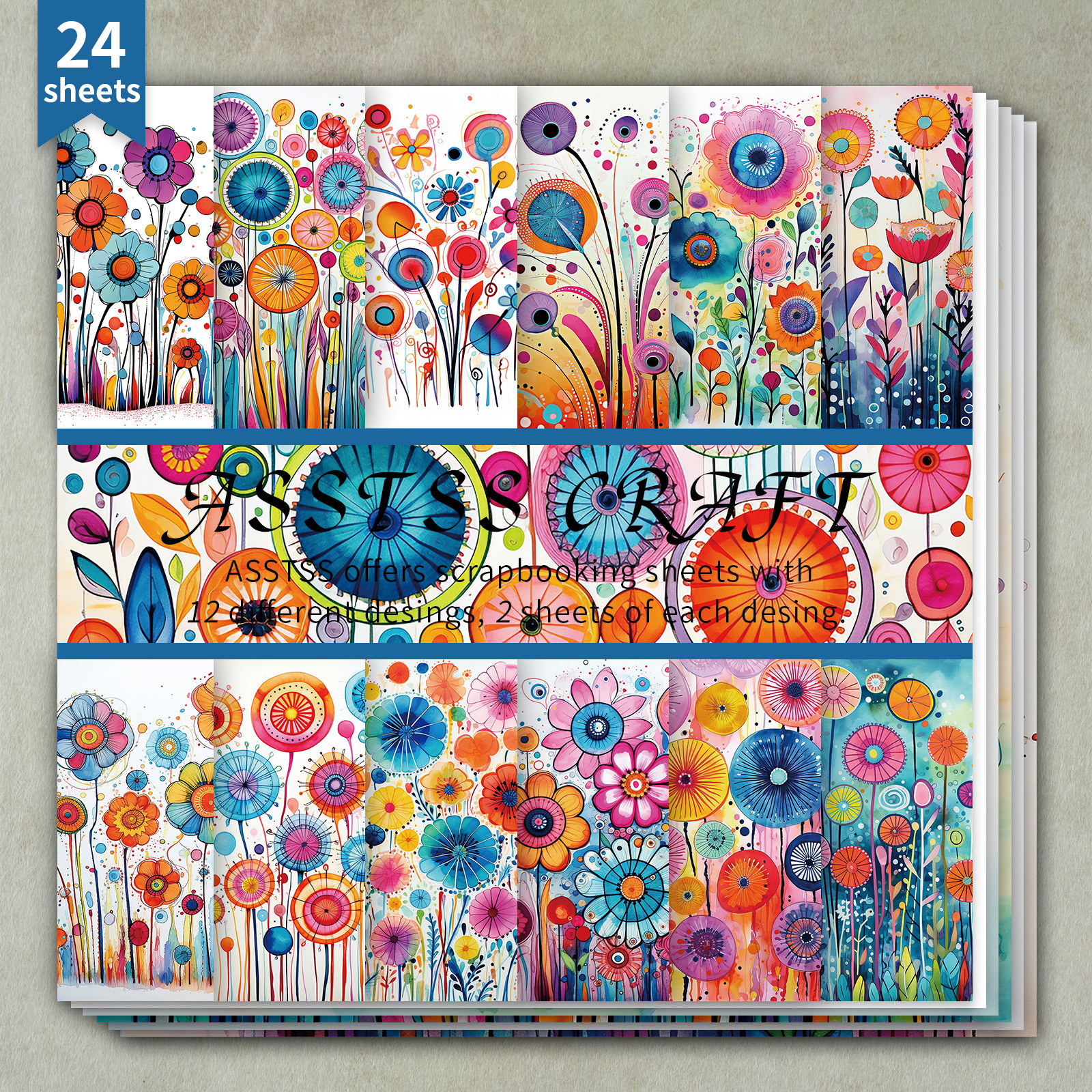 TEMU -sheet Scrapbook Paper Pad Measuring 6 By 6 Inches, Featuring A Watercolor Abstract . This Heavyweight Cardstock Is Perfect For Journaling,