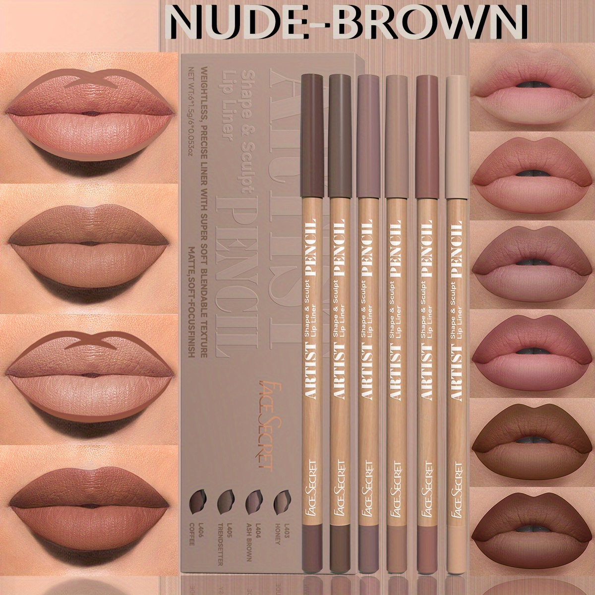 6pcs/set lip liner set lip liner waterproof long-lasting matte lip liner set natural makeup effect easy to apply non-stick non-smudge lip liner set lip cosmetics makeup set