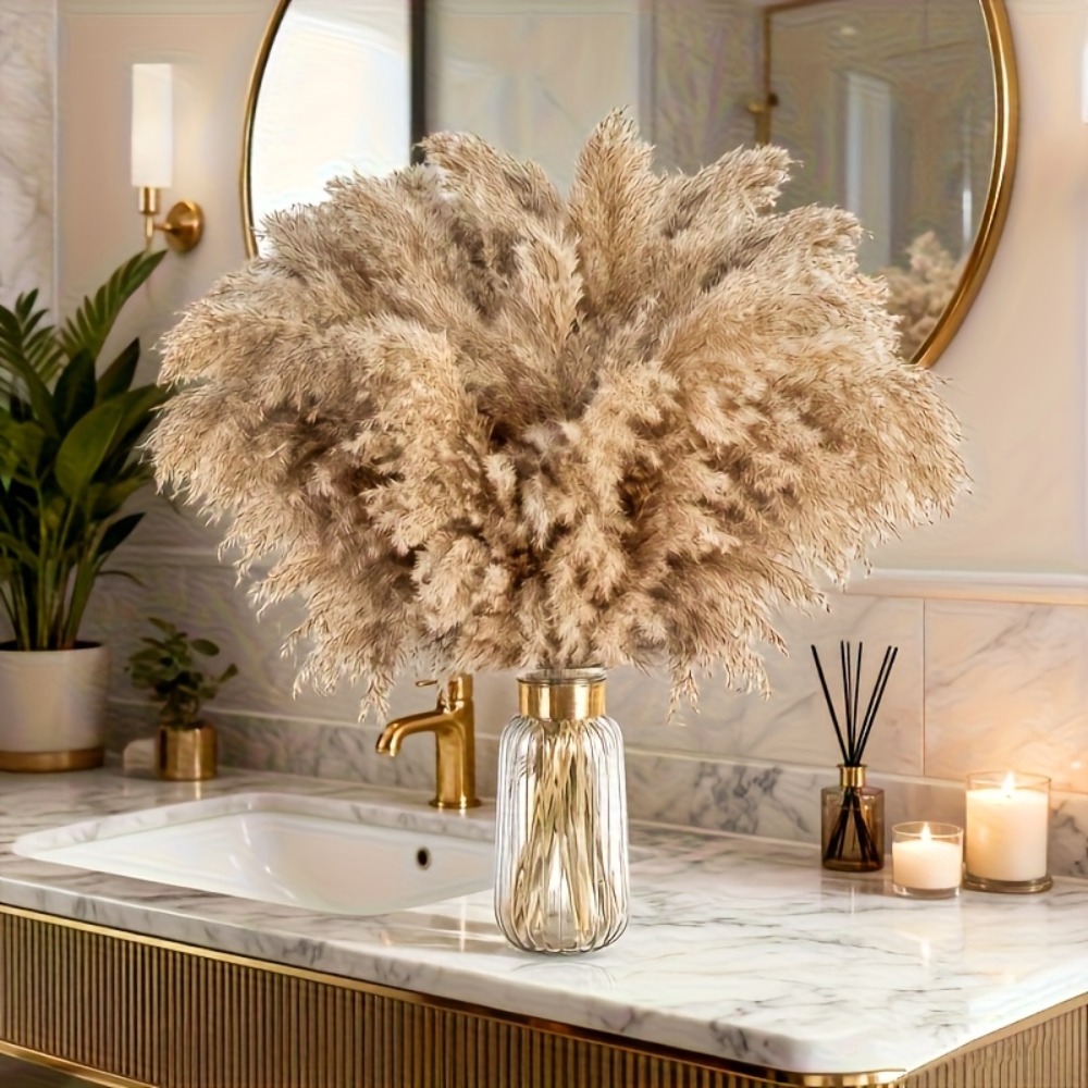 31pcs Brown For Boho Decor | Fluffy Pompas Grass, Pampas Grass Small, Short Bulk For Boho Room Decor, Coffee Table Decor