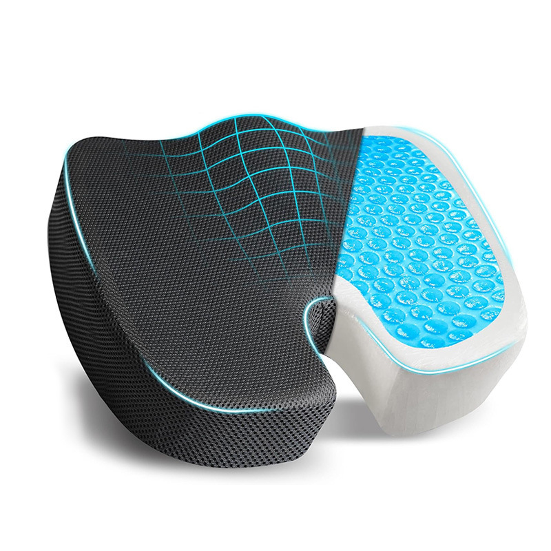 1pc ergonomic memory foam tailbone cushion with gel non slip back support for tailbone back   woven cotton 80 office chair auto seat pad spot   grey