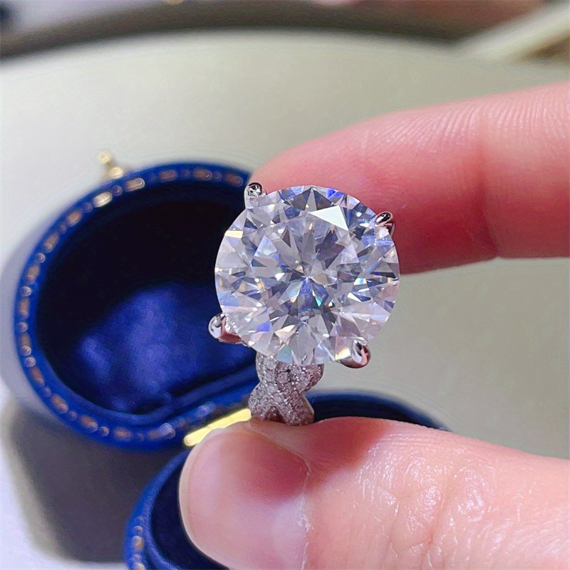 Women's 10 Carat Moissanite Ring, Large Engagement Band