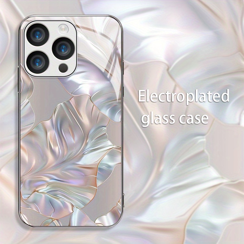 TEMU Phone Case: Pearlescent Leaf Print Pattern: This Protective Case Is With Trendy, Viral- , A Simple Yet Stylish And Innovative Look.