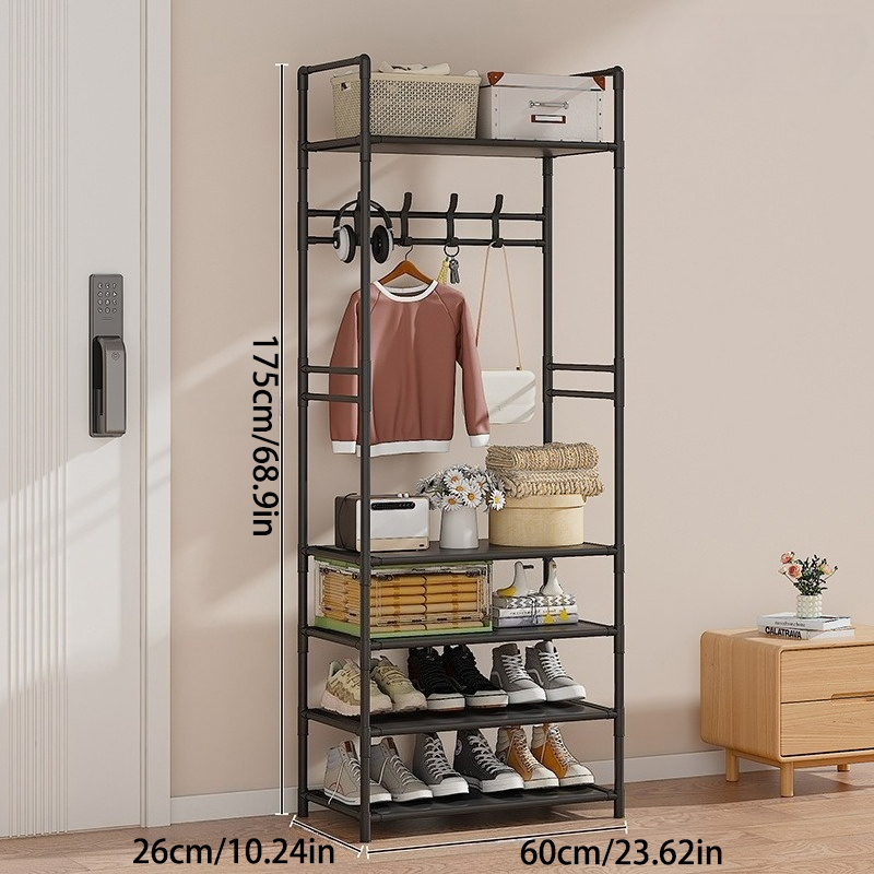 TEMU Metal Travel Bag Storage Rack, 23 Inch/31 Inch 3-in-1 Multifunctional Rack, Equipped With Shelves And Hooks, Independent Entrance Rack Used For