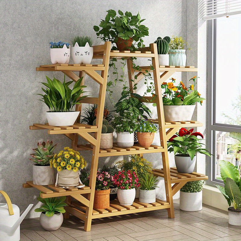 Versatile 9-Tier Bamboo Plant Stand - Indoor/Outdoor Flower Pot Display for Patio, Garden, Balcony & Living Room
