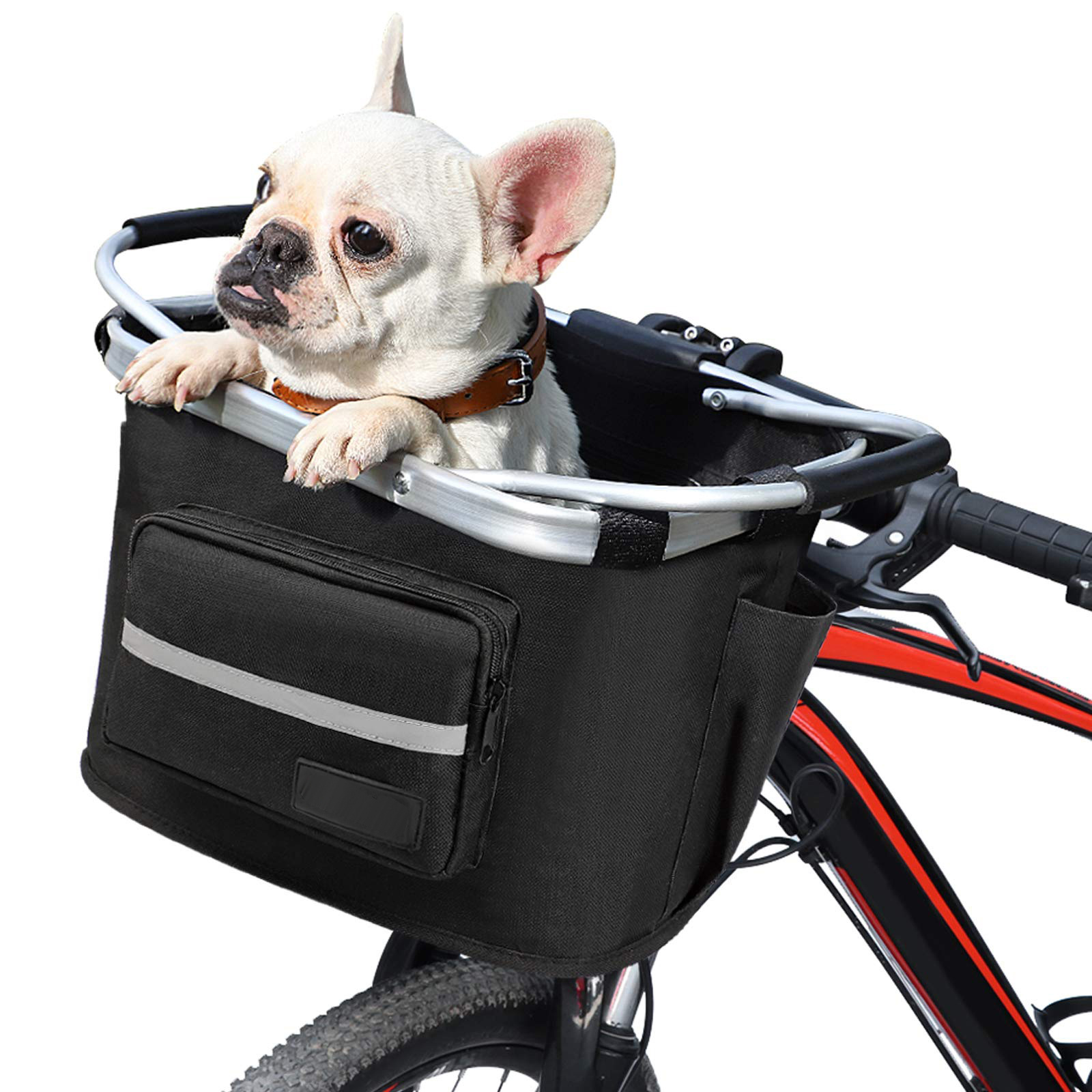 Image of 1pc Portable Bike Basket, Scooter Basket, Foldable Portable Basket, E-bike Basket, Front Bike Basket Foldable Bike Basket Suitable For Pets, Shopping, Commuting, Camping, And Outdoor Activities, Black