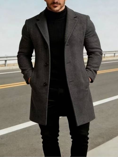 abrigo trench de 2026 de /otoño, y americano, de media para hombre, y estable, de simple, para desplazamientos diarios, negocios, , casual, a y , de color
