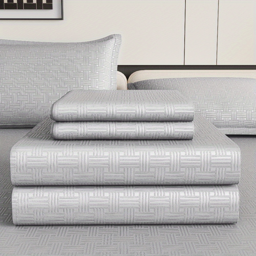 TEMU 4pcs Soft Coolinghotel-grade Bedding With Deep Pocket - Breathable Sheets (fitted, Flat, Pillowcases) - Wrinkle-resistant & -free, Ideal For