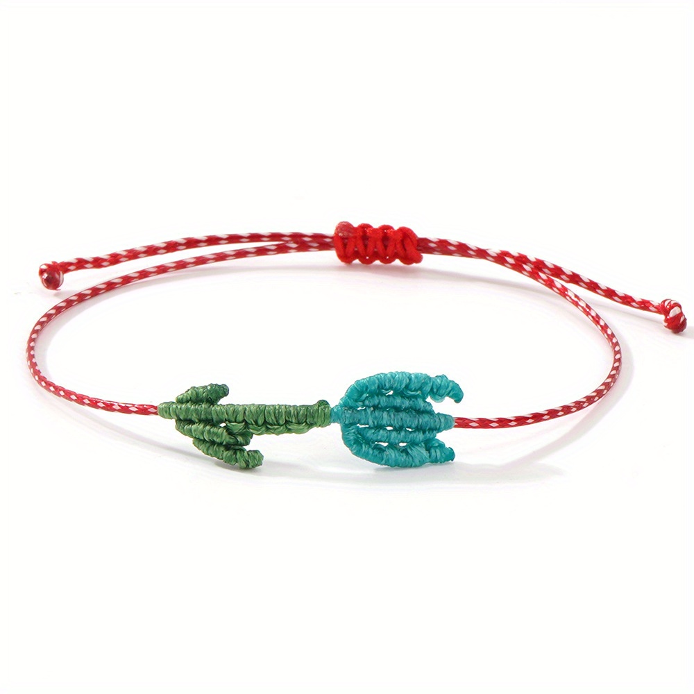 Handwoven Tulip Charm Bracelet - Adjustable Beaded Summer Jewelry