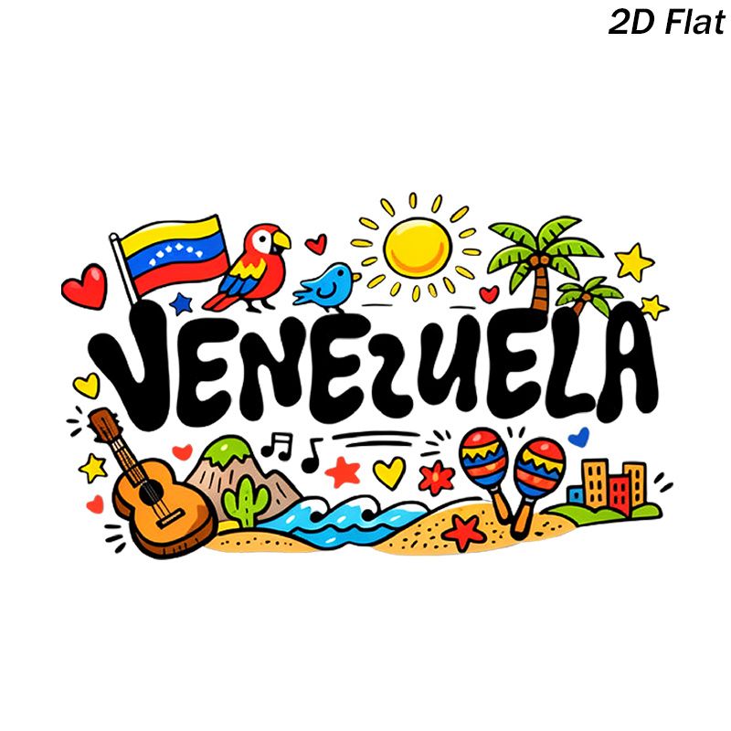 TEMU Calcomanía de transferencia de Venezuela Doodle , diseño de latina. Se puede planchar en camisetas, chaquetas, bolsos y otros artículos