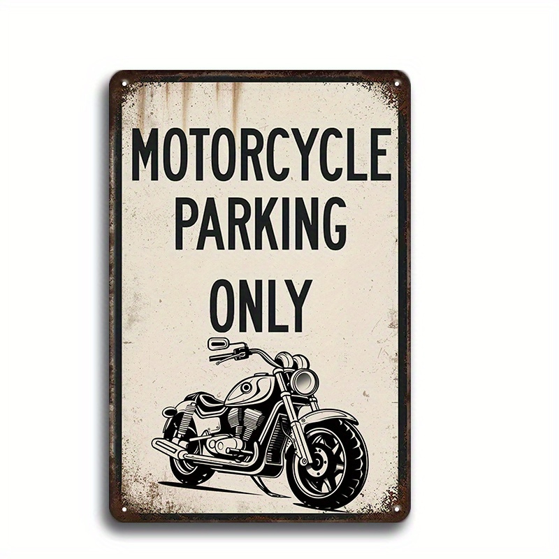 TEMU 2d Flat, 2d Flat 1pc Motorcycle Parking Only Garage Aluminum Sign Outdoor Plaque Decoration Home Decoration Wall Sign Kitchen Decoration Bar