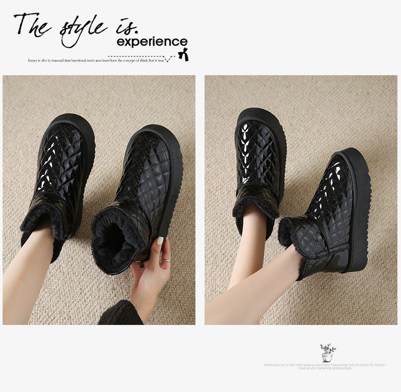 womens winter snow boots with h shaped lift height increase high quality non slip fleece lined thickened pu upper rubber sole beige black grey warm ankle boots for   slush all terrain Product details 14