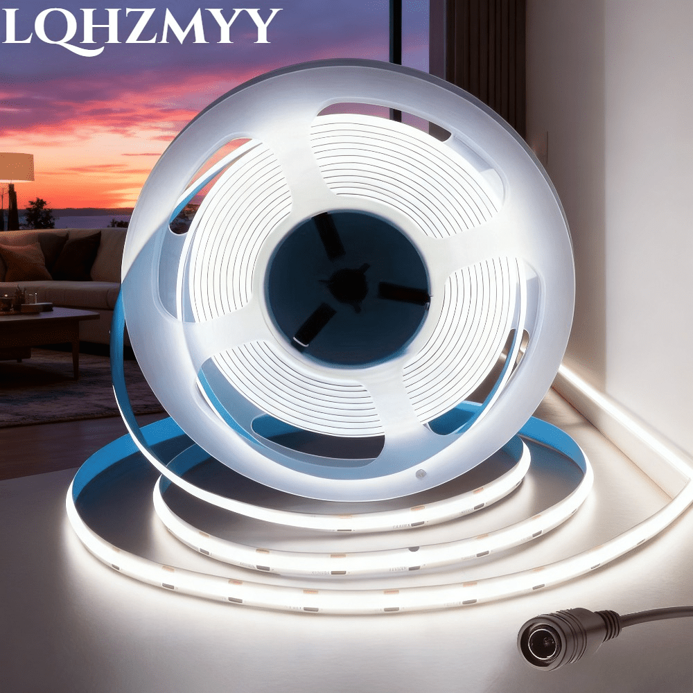 lqhzmyy 12v 24v cob led strip light warm white 3000k 6500k high density led flexible   tape light cuttable and installable for   led ambient light perfectly suitable for cabinets mirrors ceilings kitchens bedrooms