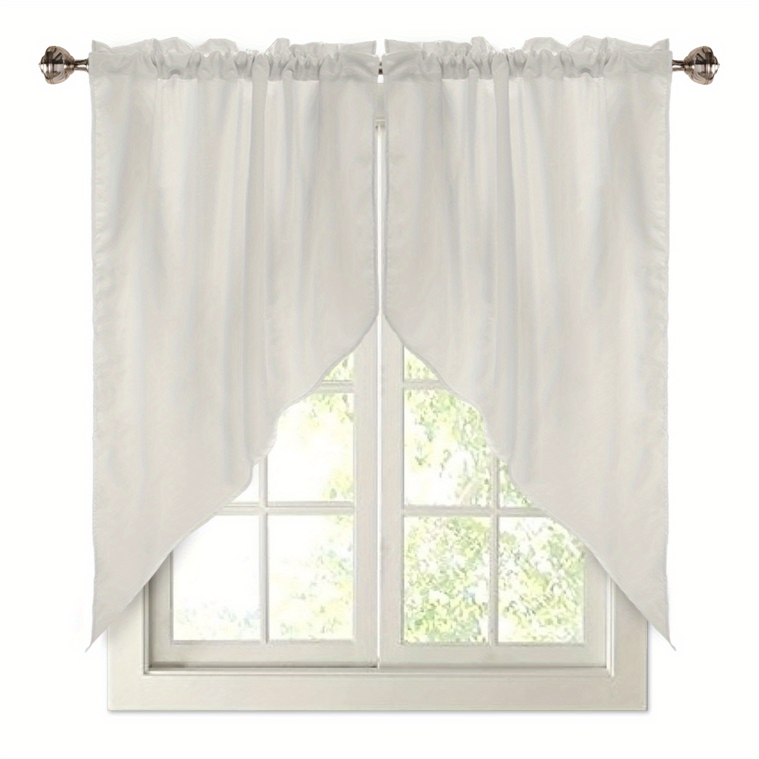 TEMU 2pcs Easy Solid Spring Suitable Small Triangle Curtains, Kitchen Curtains Home Decor Elegant Decoration For Modern Minimalist Windows