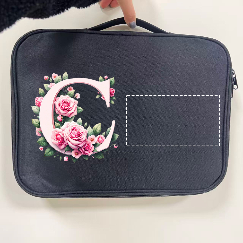 Custom Floral Initial Laptop Tote Bag with Monogram