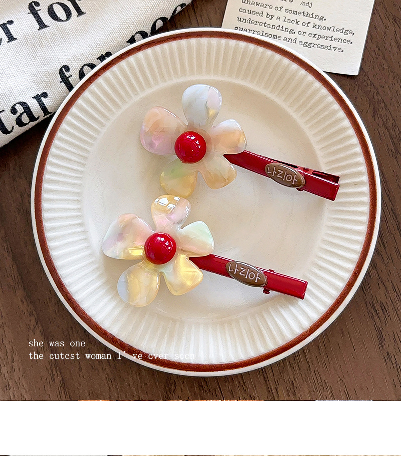 2pcs korean style 2025   colorful flower hair clips for with bangs and fringe hair accessories hair clips for women hair clips for teens Product details 5