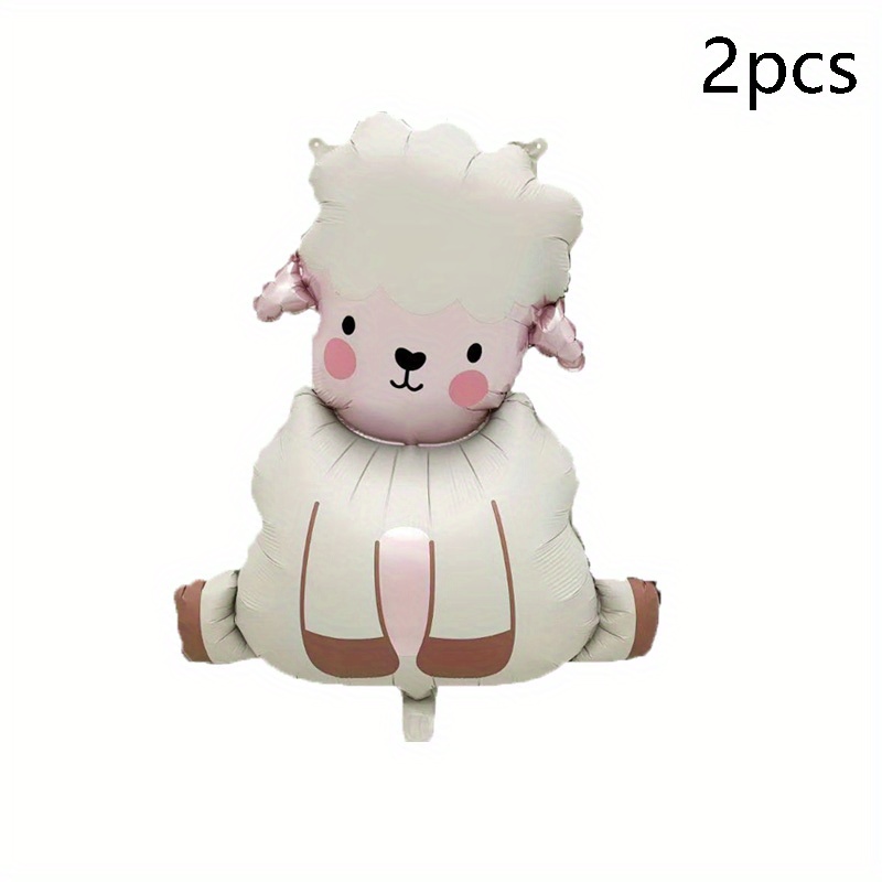 1/2pcs Cute Matte Sheep-shaped Aluminum Foil Balloons For Birthday Party Atmosphere Decoration, Gathering Event Props, Eid Celebration Indoor And Outdoor Room Decorations