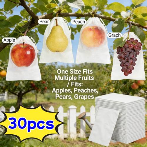 30 pack fruit anti insect and bird protection bags mesh bags for fruit trees grape and protective bags drawstring breathable fruit net bags