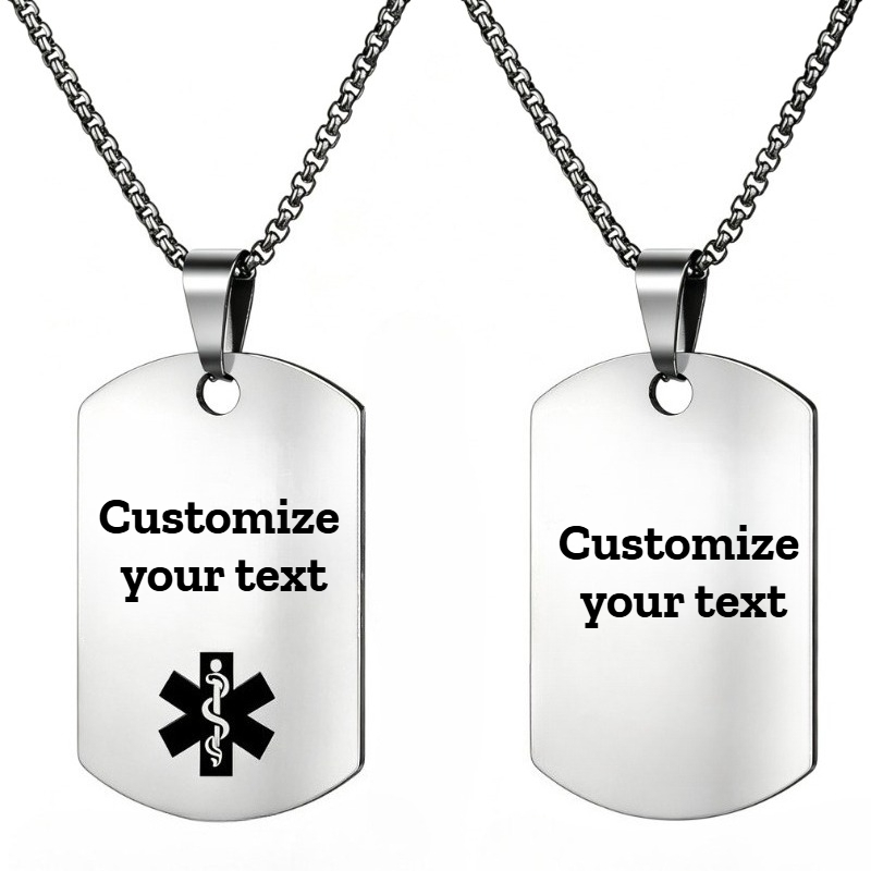 TEMU Silvery Black Golden Three-color Optional Necklace Laser Engraved Tag Custom Engraving 304 304 304 304 Stainless Steel Id Tag Pendant Suitable