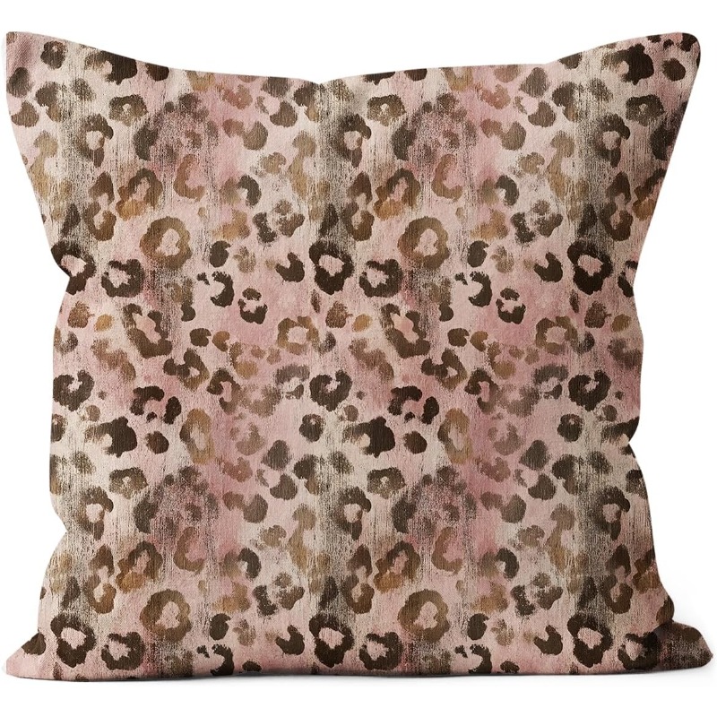 TEMU 1pc Double-sided Printed Square Pillowcase, 2d Flat Print, Vintage Distressed Pink- Leopard Print Repeating Pattern, Soft Mottled Textured