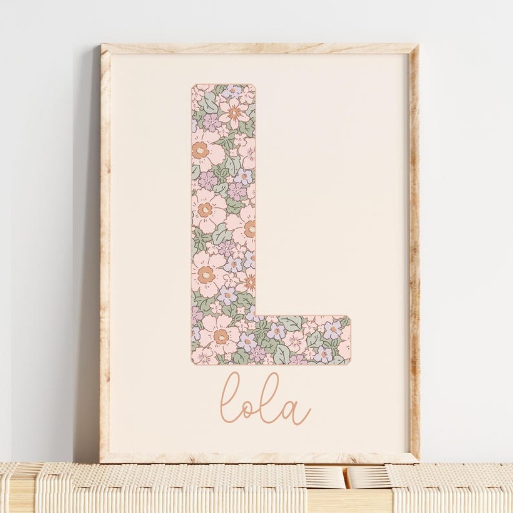 TEMU Póster 2D con de niña personalizado - de pared con y personalizados con estampado floral pequeño bohemio , adecuado para regalos de boda,