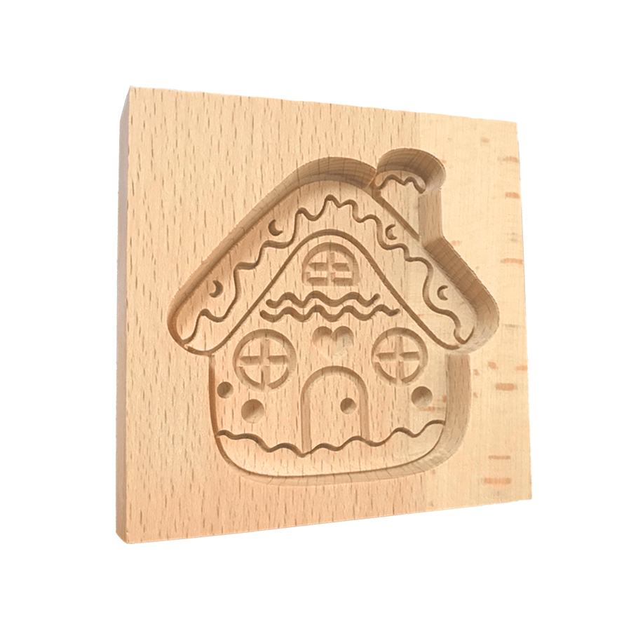 TEMU Machine et moule à découper de maison en pain d'épices 3D - Outil à biscuits en bois avec biscuit de maison, convient pour de Pâques, Halloween,