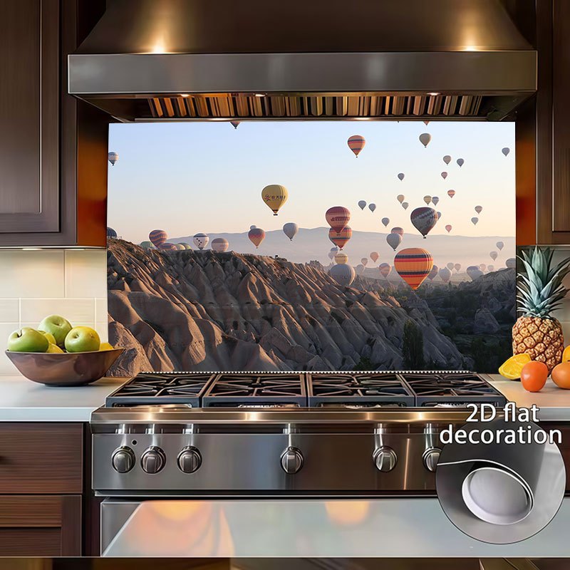 artikel foto cappadocië luchtschip landschap zelfklevende muurstickers oliebestendig waterdicht hittebestendige stickers voor afzuigkappen keuken   verwijderbaar zonder lijm eenvoudig aan te brengen decoratieve muurschilderingen voor woonkamer