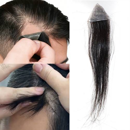 mens 6 inch pu bio hairline patch suitable for triangular hairpiece with ultra thin lightweight breathable human hair for hairline coverage for baldness