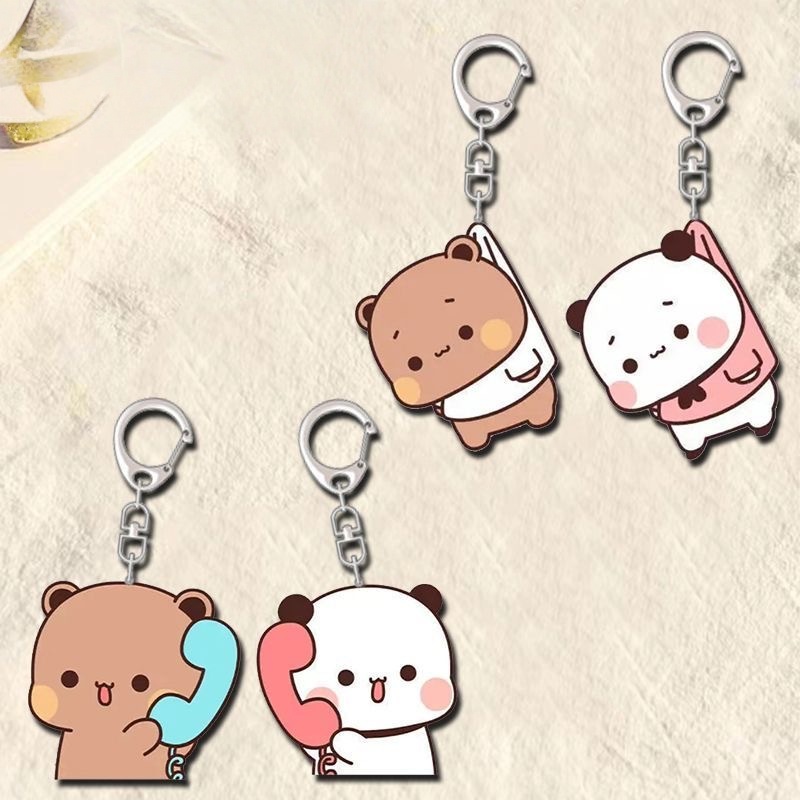 TEMU 2d Flat, 2d Flat - 4pcs Set Cute Acrylic Keychain 2d Acrylic Cartoon Anime Keychain | Backpack And Clothing Accessories Cute Anime Keychain