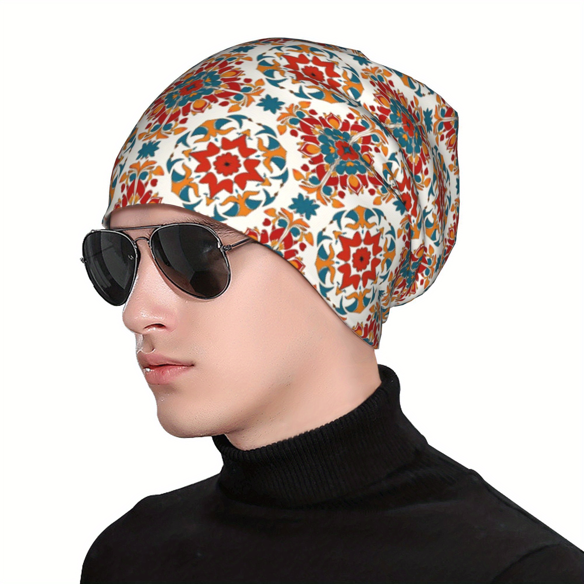 Stylish Floral Pattern Hat Set with Beanies & Earmuffs