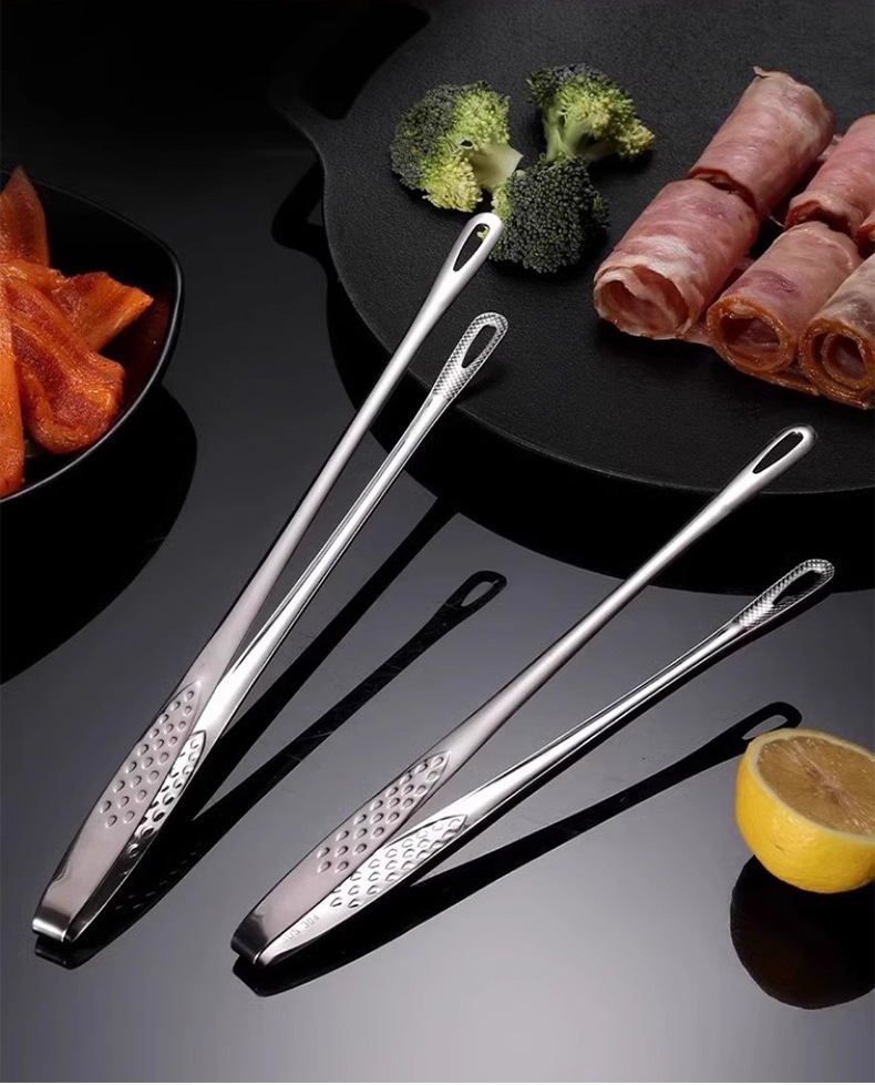 1pc stainless steel bbq tongs with extended long handle multifunctional kitchen grilling tongs for frying     steaks vegetables durable     versatile cooking tool   durable construction tongs for cooking details 6
