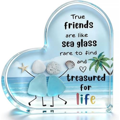 2d flat 1pc heart keepsake gift suitable for bestie female companion friendship token with uplifting english quotes desktop decoration for birthdays desk or shelf display present for women emotional support