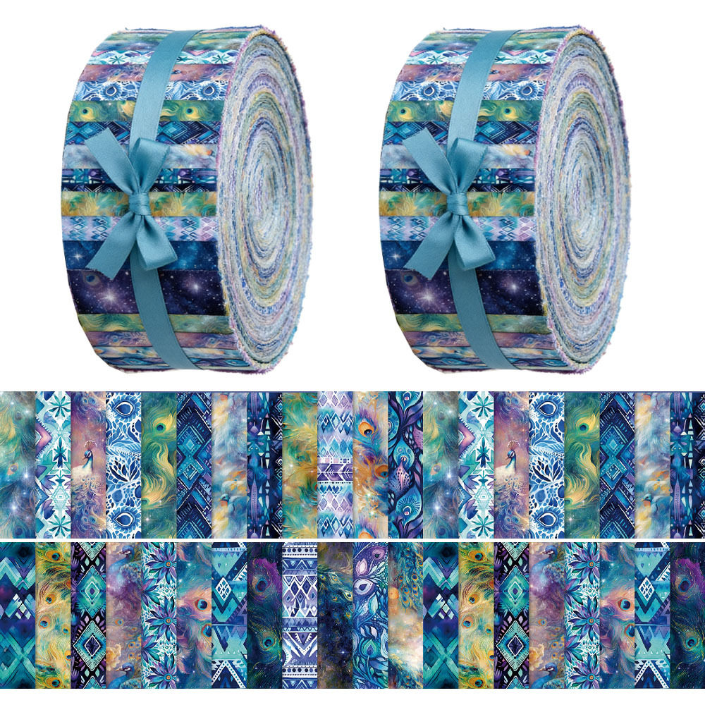 TEMU 40pcs (6.5 * 50cm/2.55 * 19.7inch) Colorful Theme Fabric Printed Fabric, Handmade Fabric - Used For , Cutting Diy, Handmade , Gift Packaging.