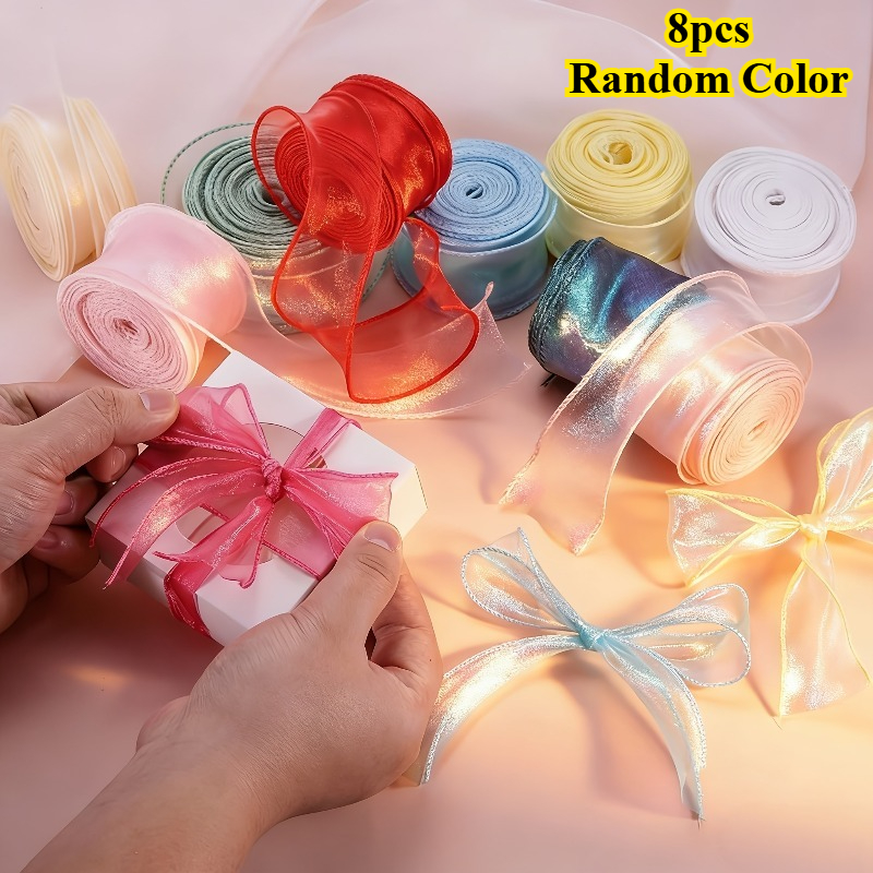 TEMU Set da 8 pezzi di nastri a di in 8 colori casuali, nastro di raso decorativo a con bordo ondulato, per artigianato fai da te, confezione regalo