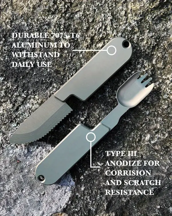2in 1 camping eating utensils set lucaya reusable magnetic detachable cutlery utensil set portable pocket combination knife and fork backpacking gear for fishing travel outdoor survival Product details 2