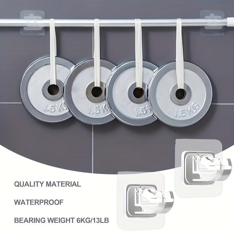 Image of 8pcs Premium Sturdy Reliable Heavy Duty Plastic Curtain Rod Holders, High-quality Self-adhesive Curtain Rod Holders, Durable Wall Mount Brackets With For Home And Hotel Use For Home Organization Sleek