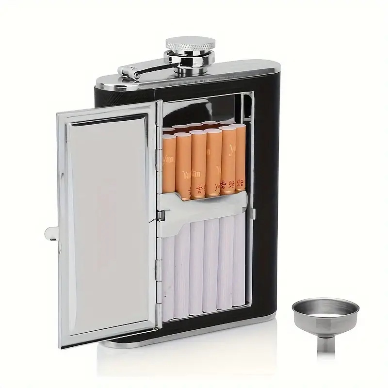 Stainless Steel Cigarette Case - Hip Flask Gift Set