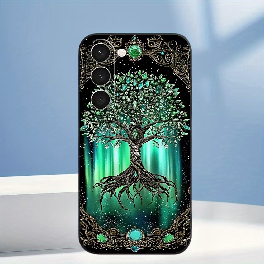 TEMU Coque de téléphone - Arbre de vie Toile Feuille Verte Motif Mandala Coque de téléphone, pour Samsung Galaxy A31, A32, A36, A51, A52, A53, A54,