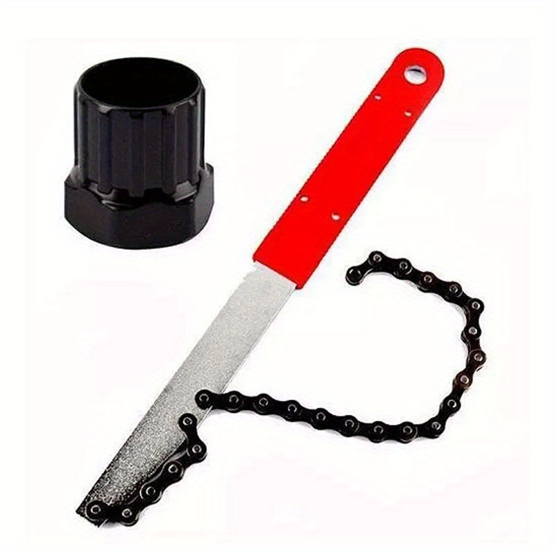 TEMU Universal Bicycle Cassette Freewheel Removal Tool Kit With Chain Whip And Auxiliary Wrench - Durable Stainless Steel Sprocket Remover Set For