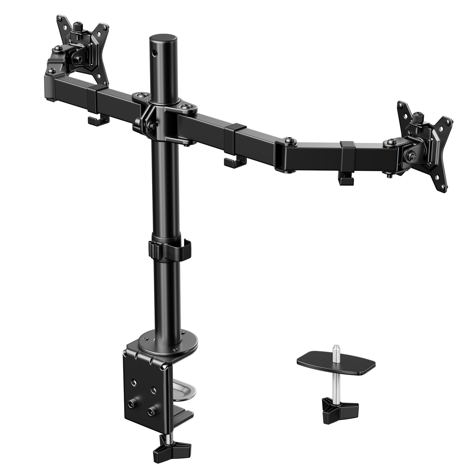 

32-inch Black Dual Monitor Desk Mount, Heavy Duty Adjustable Arm For 2 Screens, Fully Adjustable Height, Tilt, Swivel, , Supports 17.6 Lbs Per Monitor Arm, , Dreamsmith