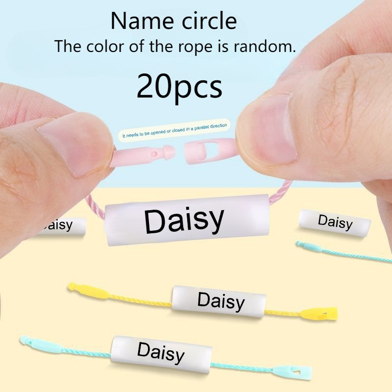 TEMU Customized Name White Simple Tube Shoes With Reusable Name Tags, Ideal For Water Bottles, Bags, Pens, Umbrellas. Removable Label, Name Tag—cord