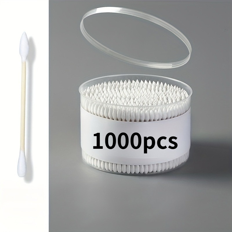 Image of 1000pcs Double Headed Bamboo Sticks - 1 Round Head And 1 Pointed Tip, Disposable Cosmetics And Ear Cleaning, Suitable For Skincare Use, Skincare Tools