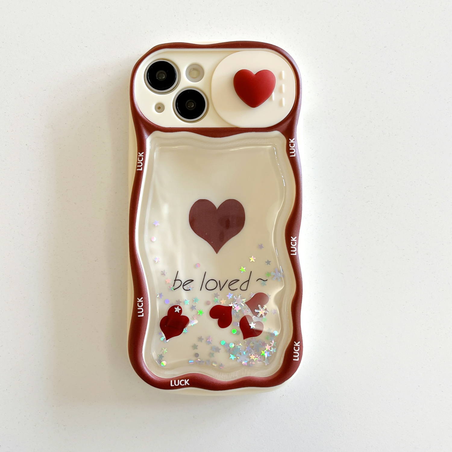 TEMU Phone Case: Three-dimensional Heart-shaped Quicksand Window Phone Case With , Suitable For Iphone 17/16/15/14/13/12/11 Pro