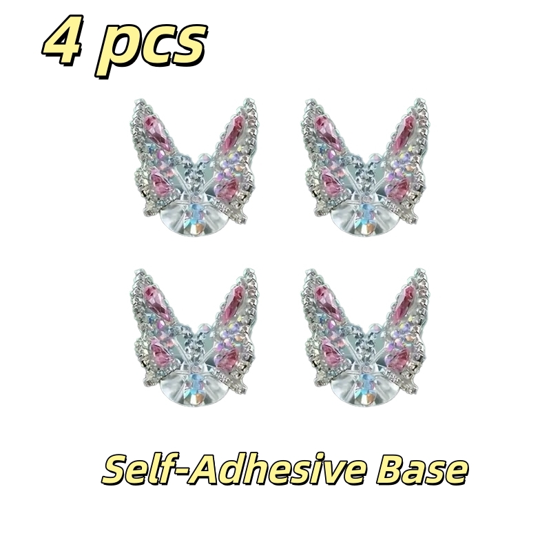 TEMU 4pcs Swinging Decorations With Sticky Bottom & Shiny Wings - Hanging Suitable For Car Dashboard, Tabletop, Furniture - Sparkling Ornament For,