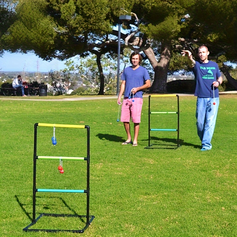 6pcs Ladder Toss Game Set - Durable PP Outdoor Throwing Balls in Vibrant Red/Blue Design, Includes Backyard Beach Games, Perfect for Family Parties and Backyard Activitie