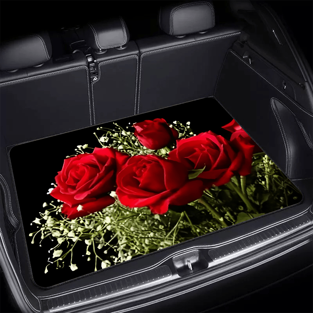 TEMU 1pc Car Rear Cargo Mat, Anti-slip, Wear-resistant, Rose-printed , Universal, Pet Dog Mat, Automotive Interior Accessory.gift To Family And